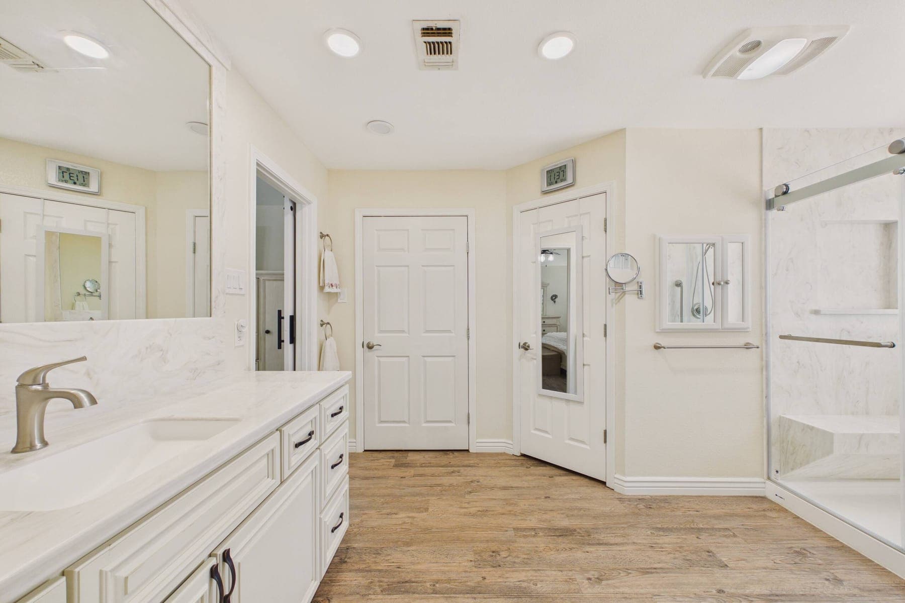 Shower and fittings in the first full bathroom.